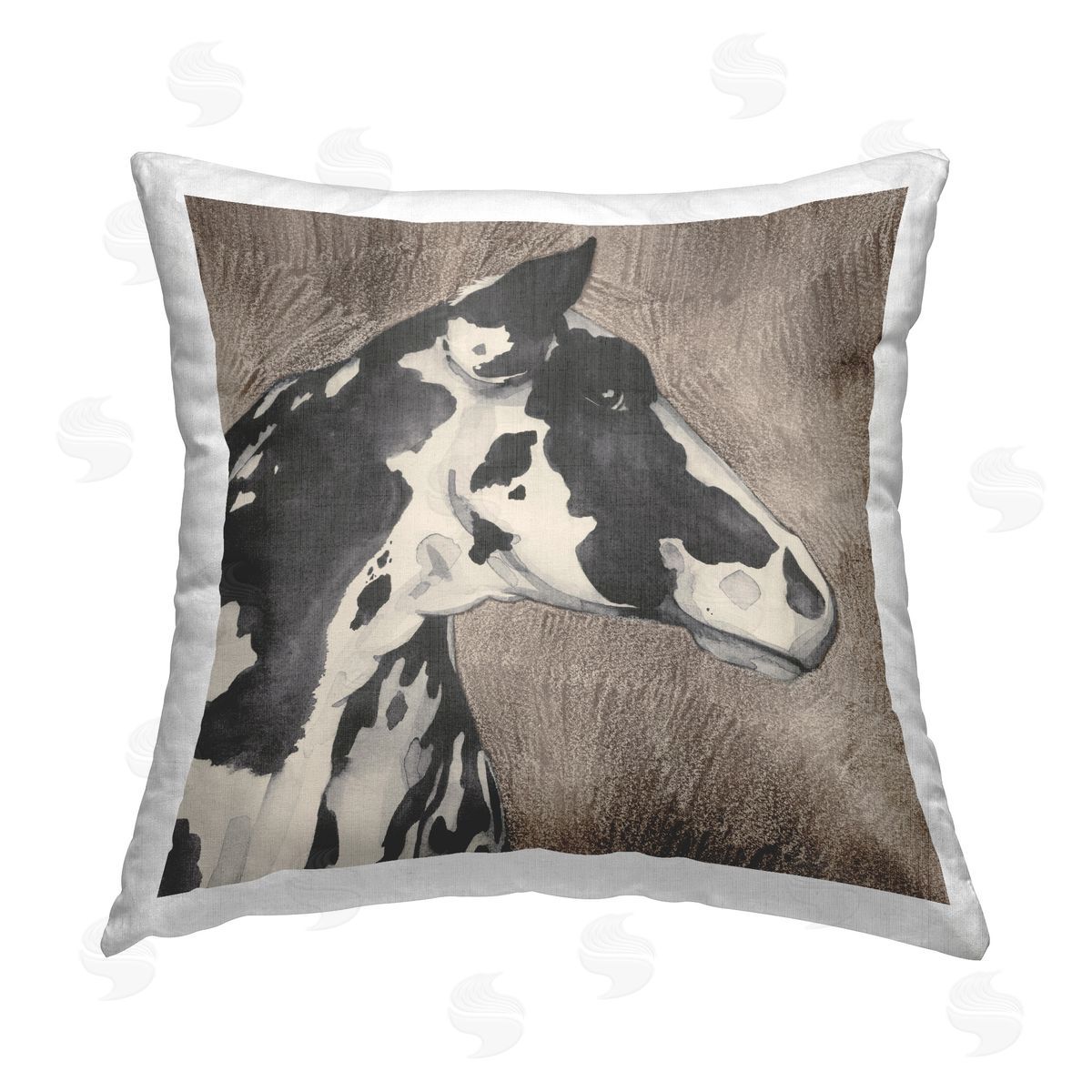 Grace Popp Rustic Cow Looking Right Printed Plush Polyester Throw Pillow