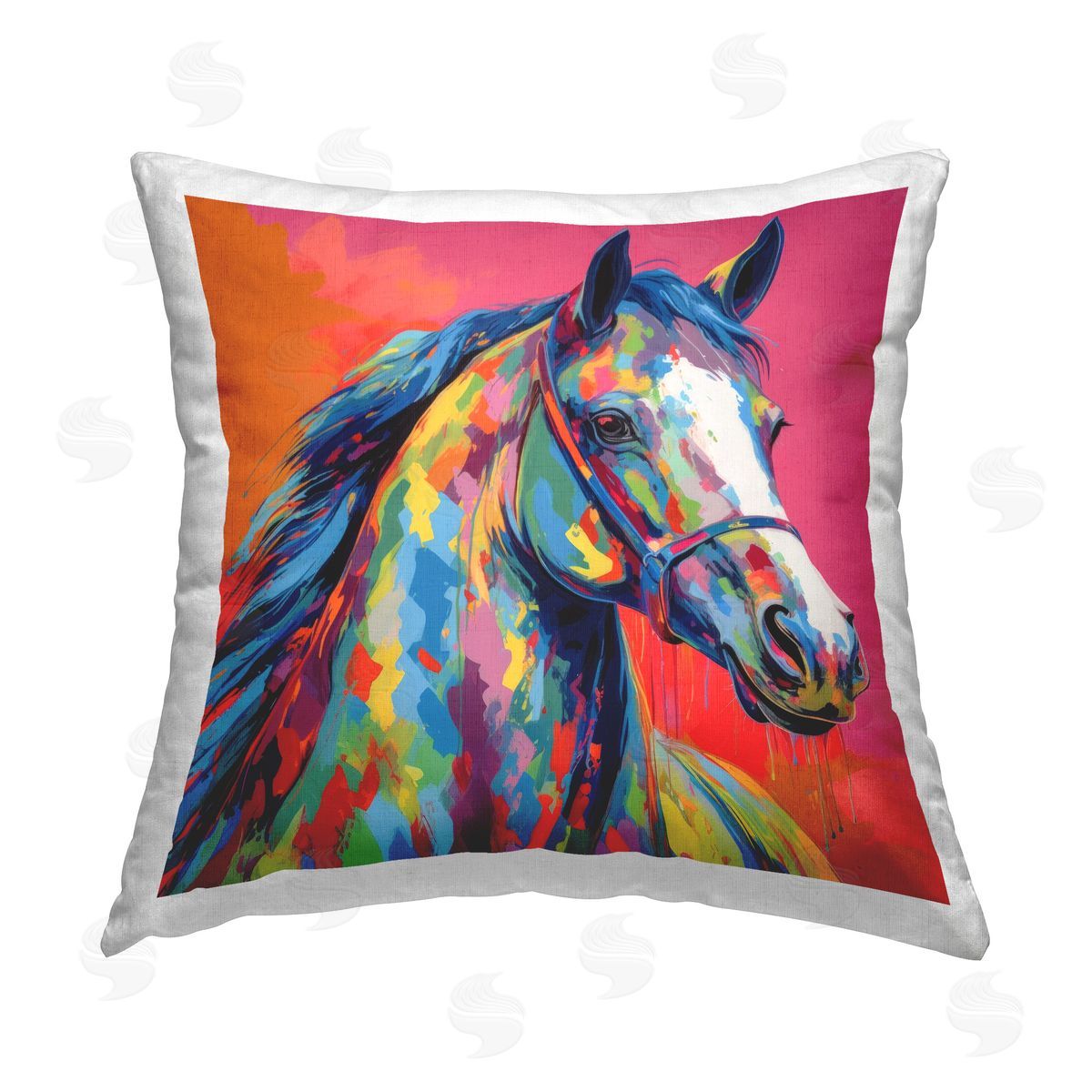 Irena Orlov Abstract Hue Horse Printed Plush Polyester Throw Pillow