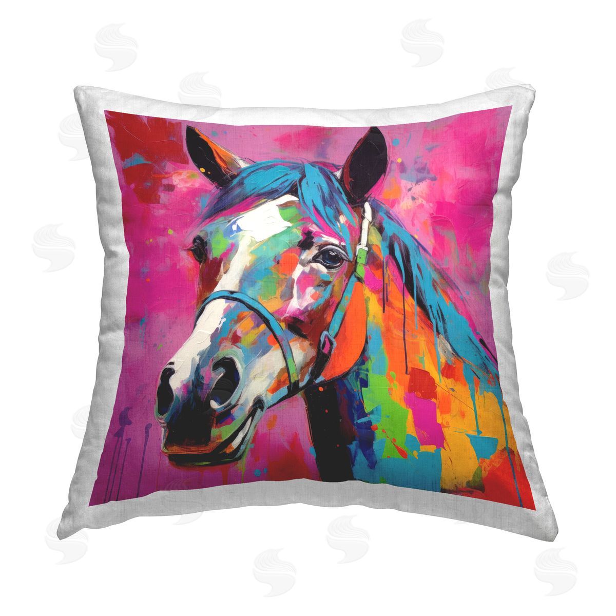 Irena Orlov Modern Hue Horse Printed Plush Polyester Throw Pillow