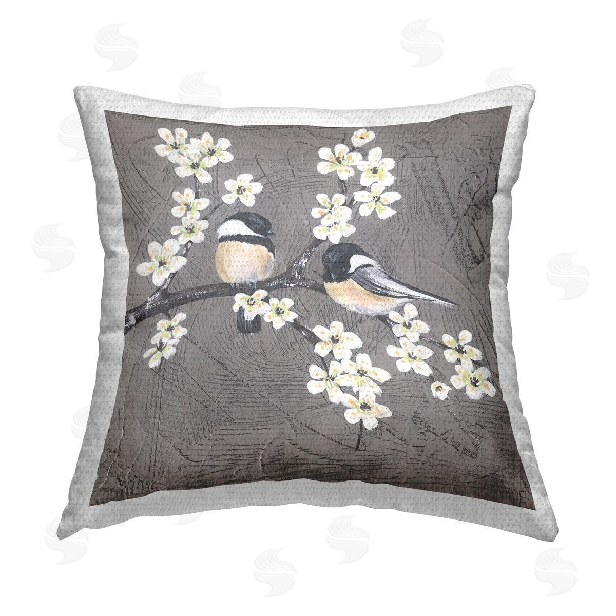 Jade Reynolds Bird Pair on Branch Outdoor Quick-Dry Polyester Printed Throw Pillow