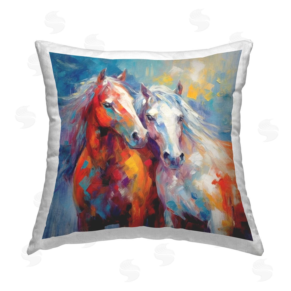 Irena Orlov Abstract Brushed Horses Printed Plush Polyester Throw Pillow