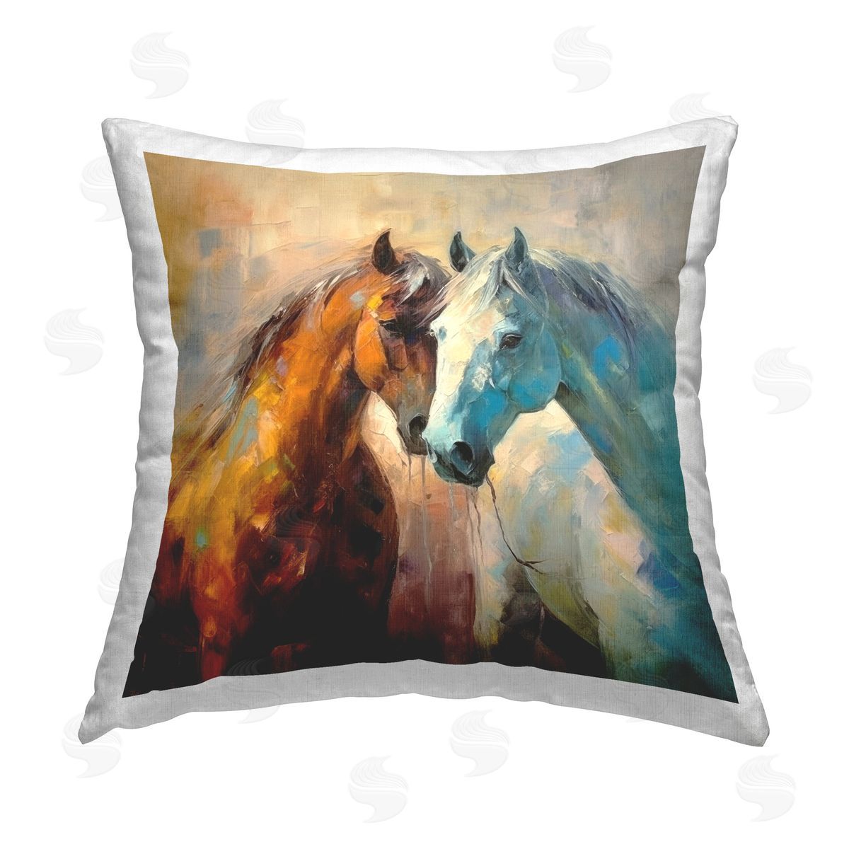 Irena Orlov Painterly Horse Pair Printed Plush Polyester Throw Pillow
