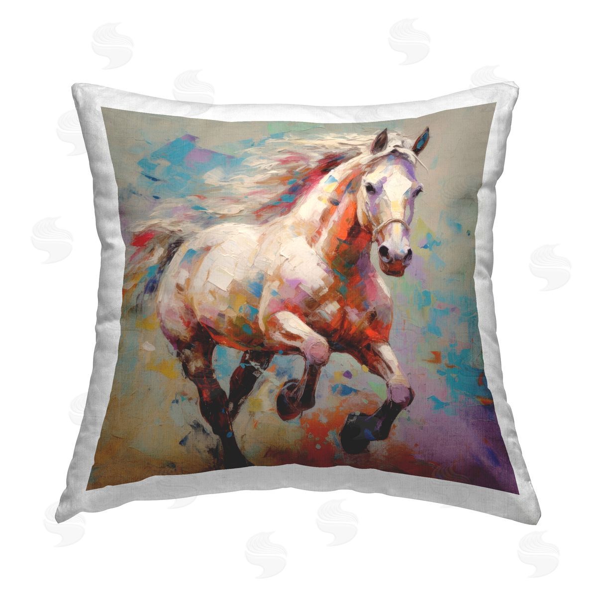 Irena Orlov Trotting Horse Abstraction Printed Plush Polyester Throw Pillow