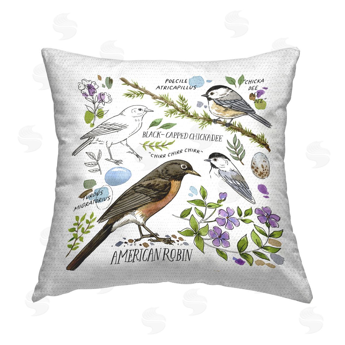 Jane Maday Local Bird Watching Outdoor Quick-Dry Polyester Printed Throw Pillow