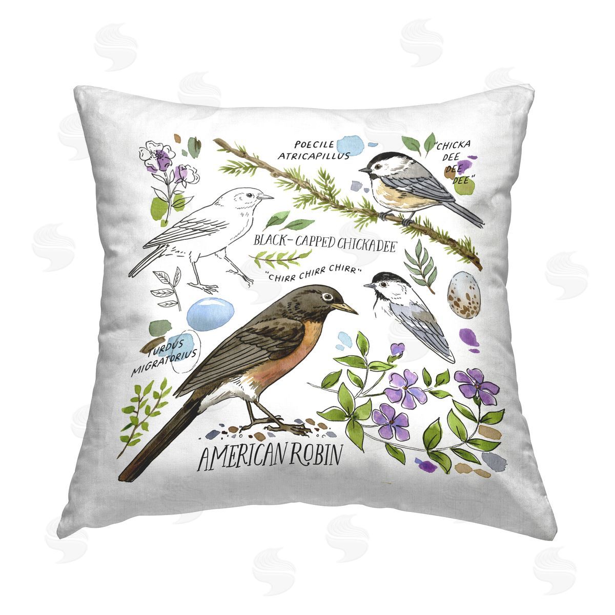 Jane Maday Local Bird Watching Printed Plush Polyester Throw Pillow