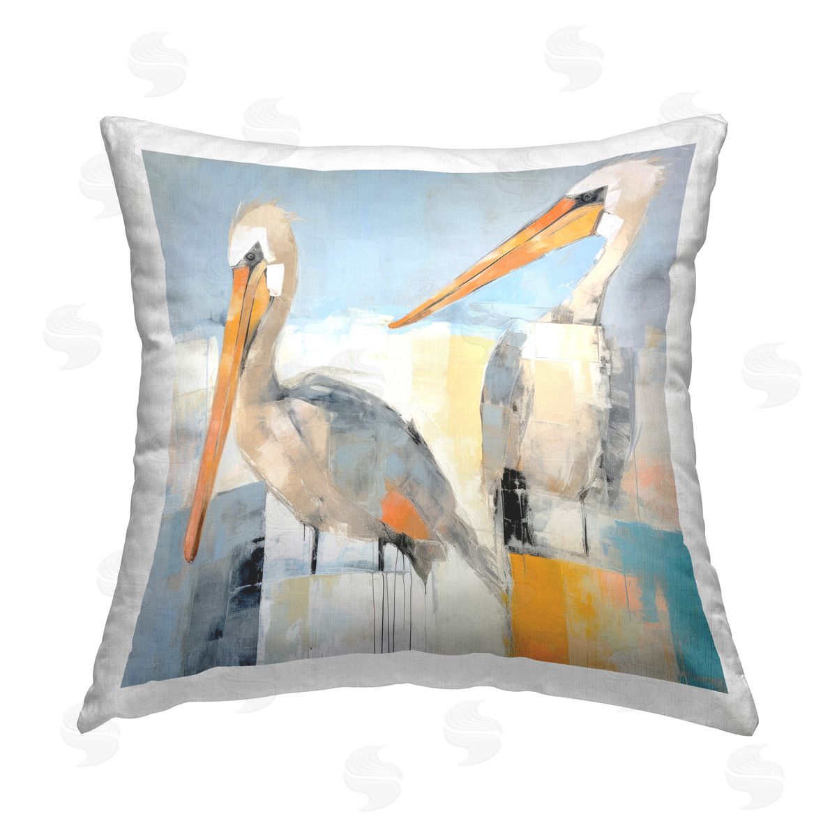 Irena Orlov Pelicans Abstract Pattern Printed Plush Polyester Throw Pillow