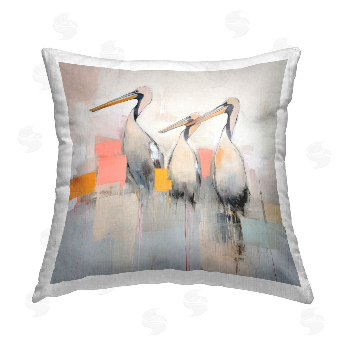 Irena Orlov Pelican Trio Abstract Printed Plush Polyester Throw Pillow