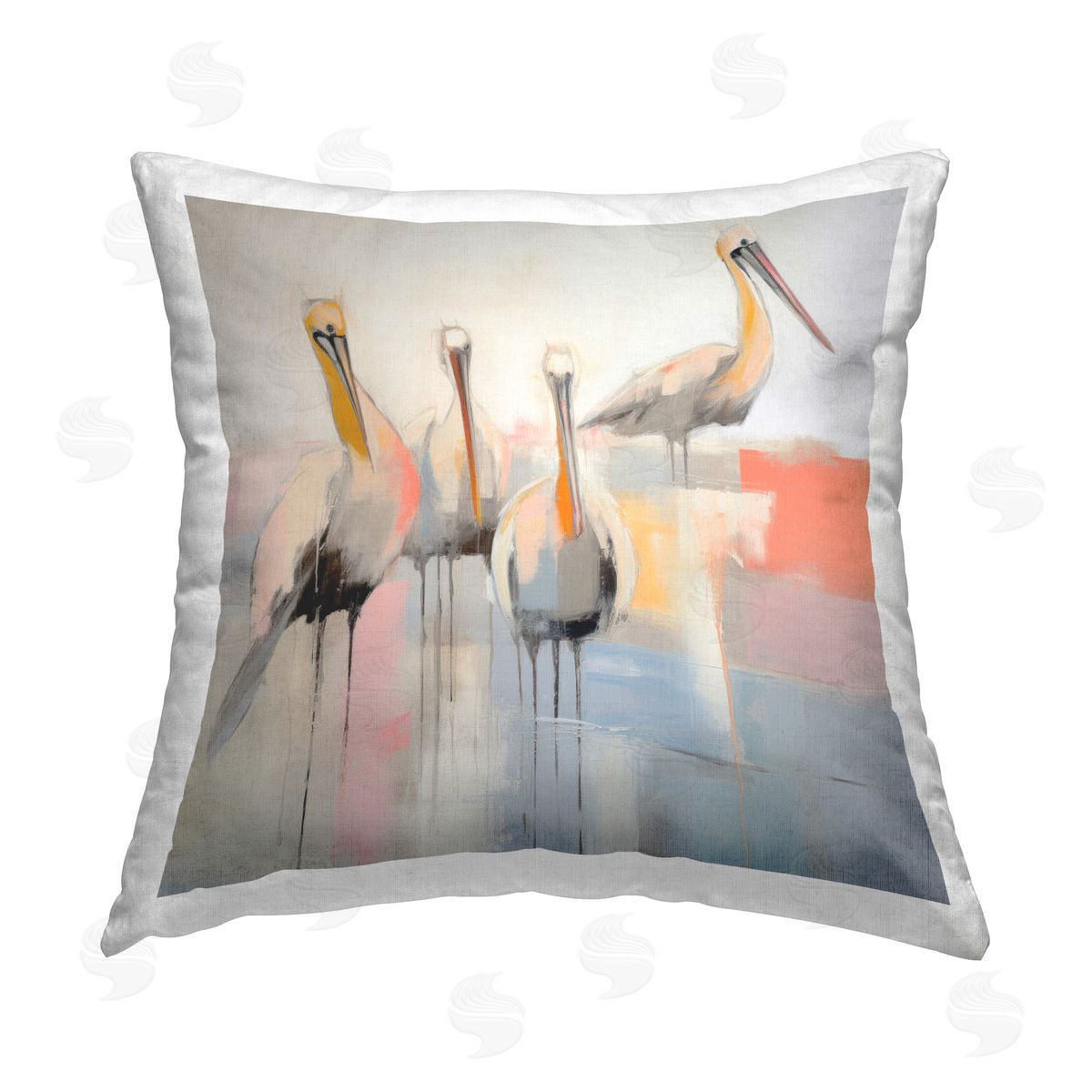 Irena Orlov Abstract Pelicans Scene Printed Plush Polyester Throw Pillow