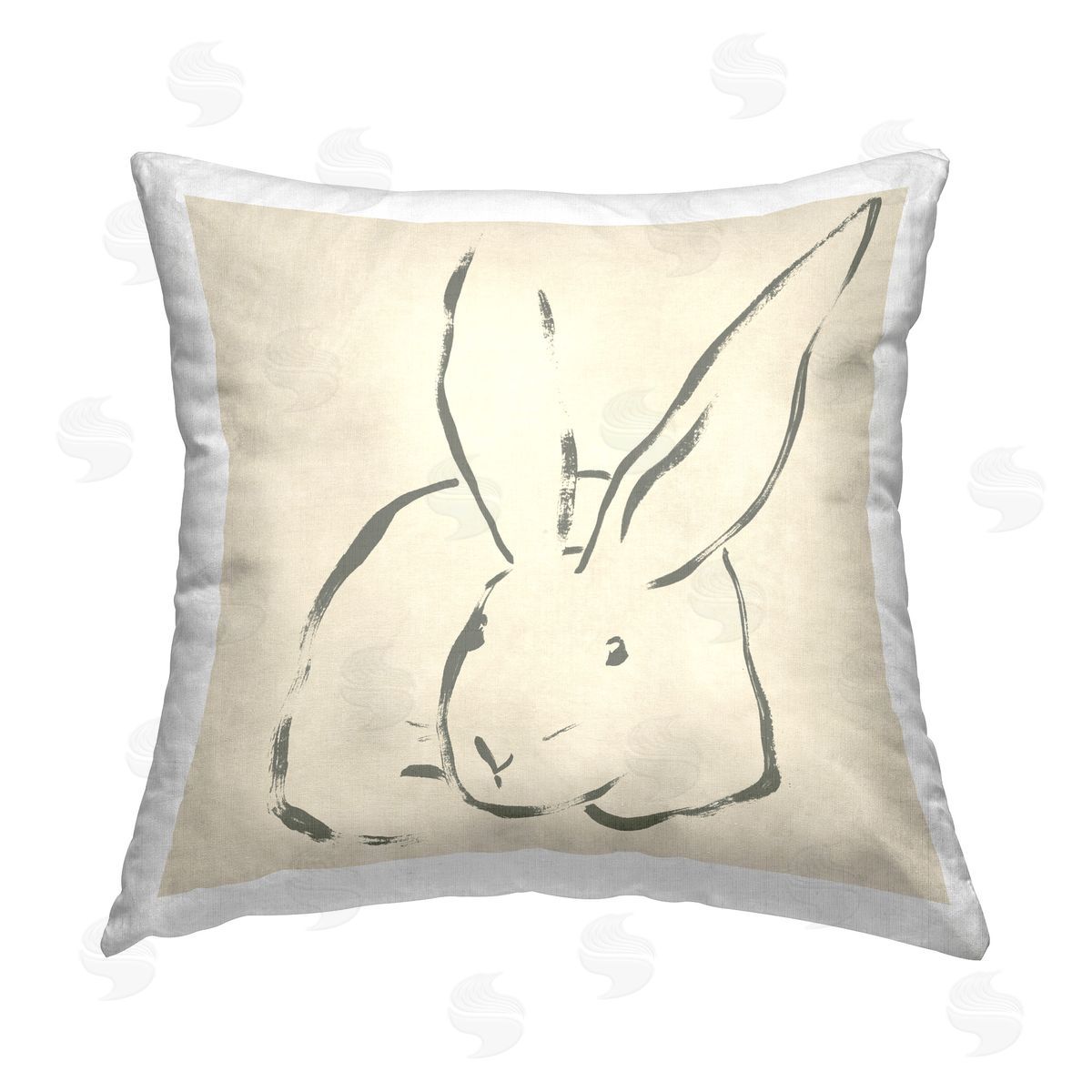 June Erica Vess Minimal Bunny Outline Printed Plush Polyester Throw Pillow