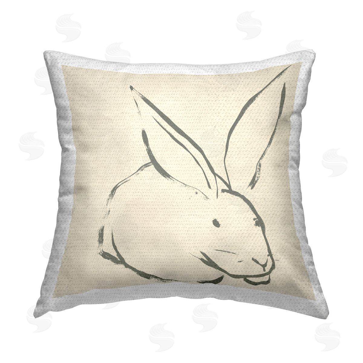 June Erica Vess Simple Rabbit Outline Outdoor Quick-Dry Polyester Printed Throw Pillow
