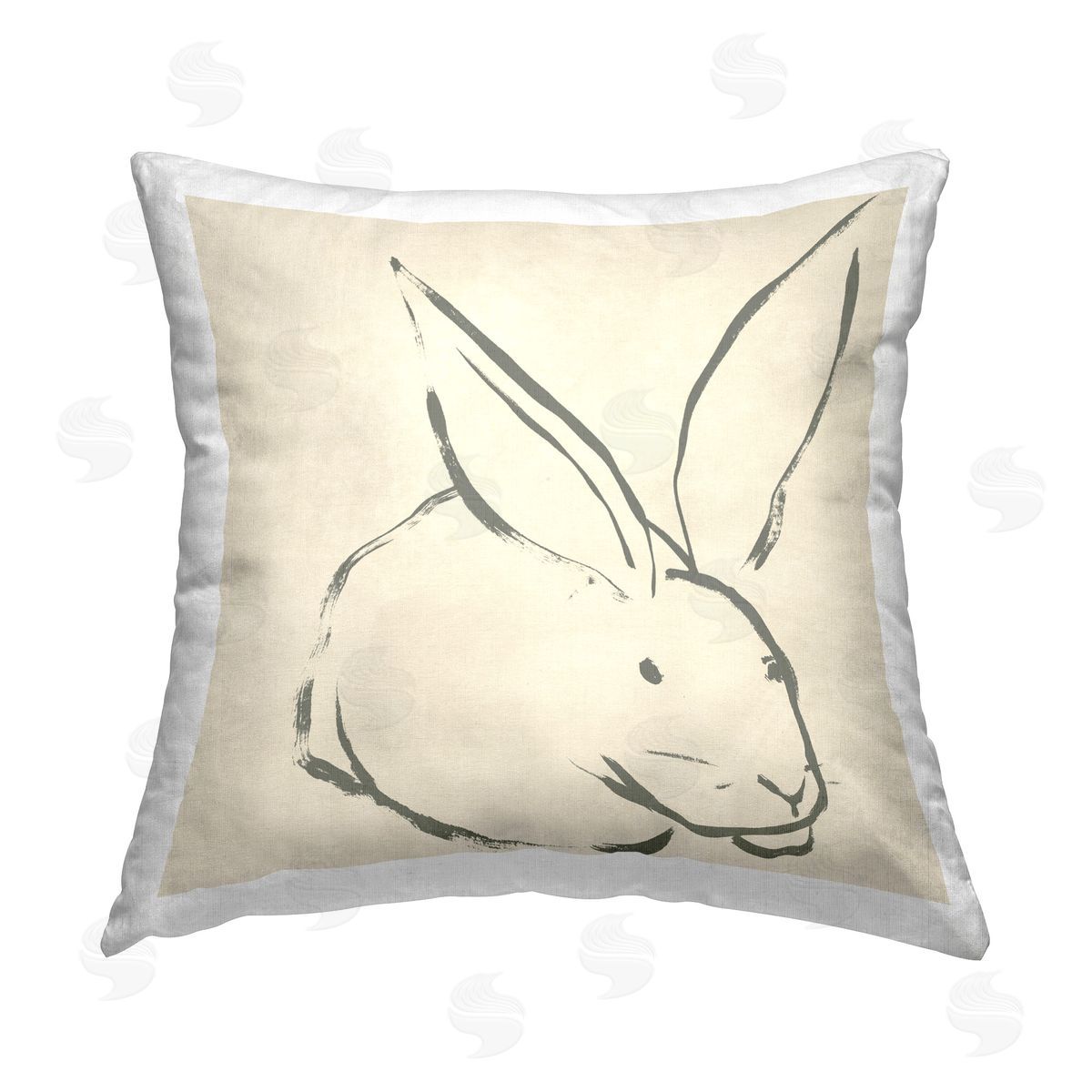 June Erica Vess Simple Rabbit Outline Printed Plush Polyester Throw Pillow