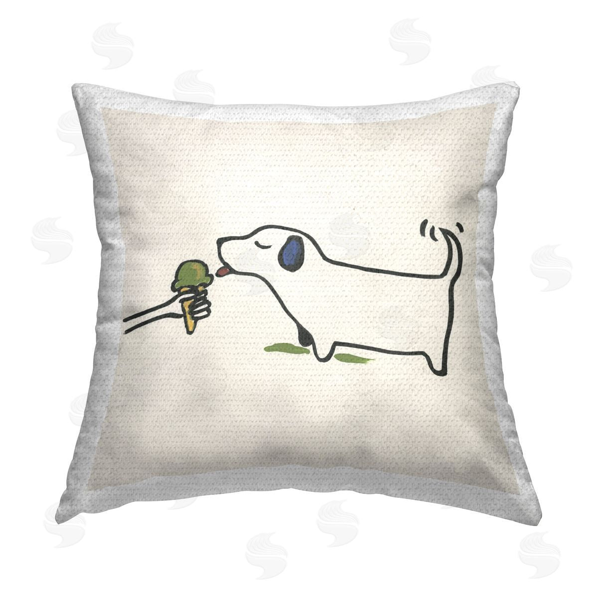 June Erica Vess Dog & Ice Cream Outdoor Quick-Dry Polyester Printed Throw Pillow