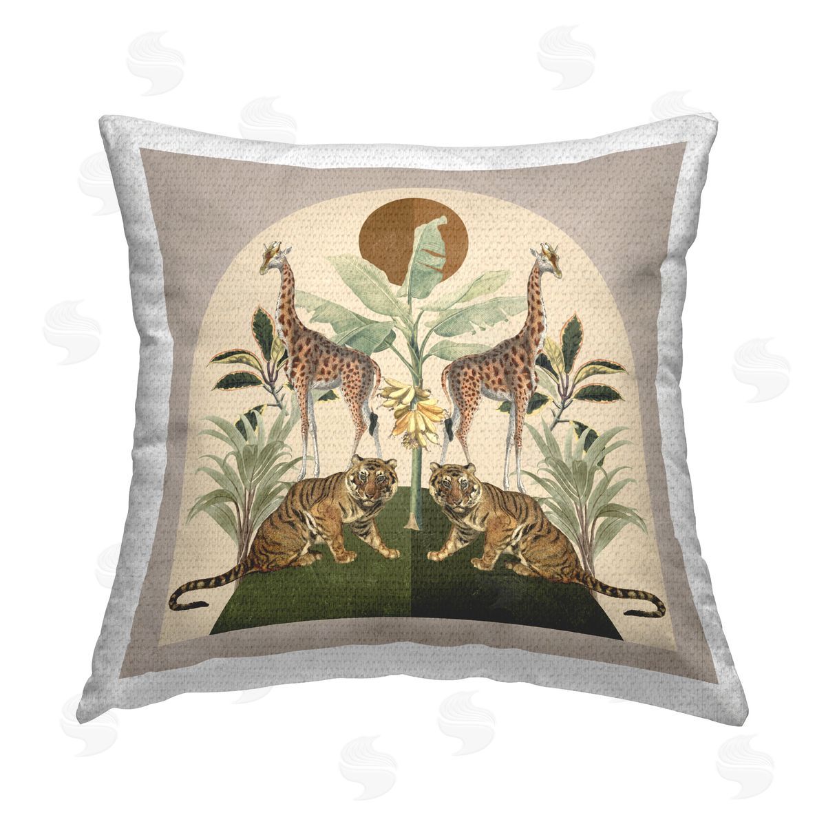 Victoria Barnes Jungle Animals Motif Outdoor Quick-Dry Polyester Printed Throw Pillow