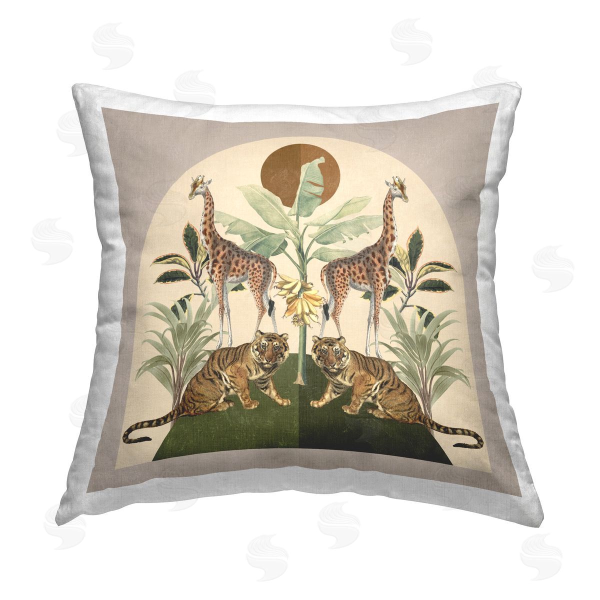 Victoria Barnes Jungle Animals Motif Printed Plush Polyester Throw Pillow