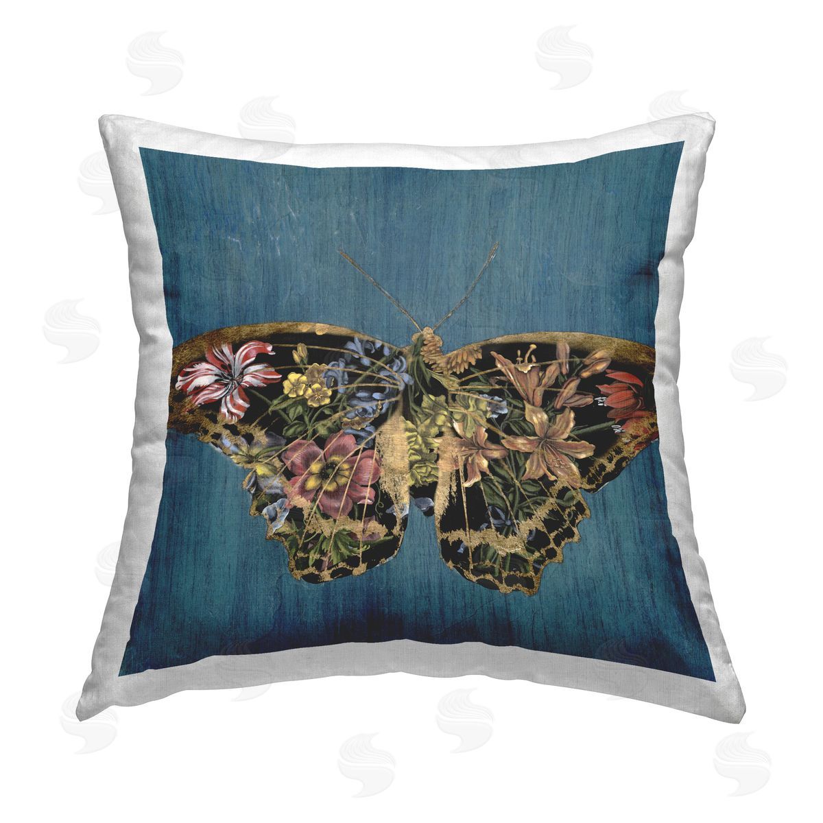 Naomi McCavitt Butterfly with Floral Wings Printed Plush Polyester Throw Pillow