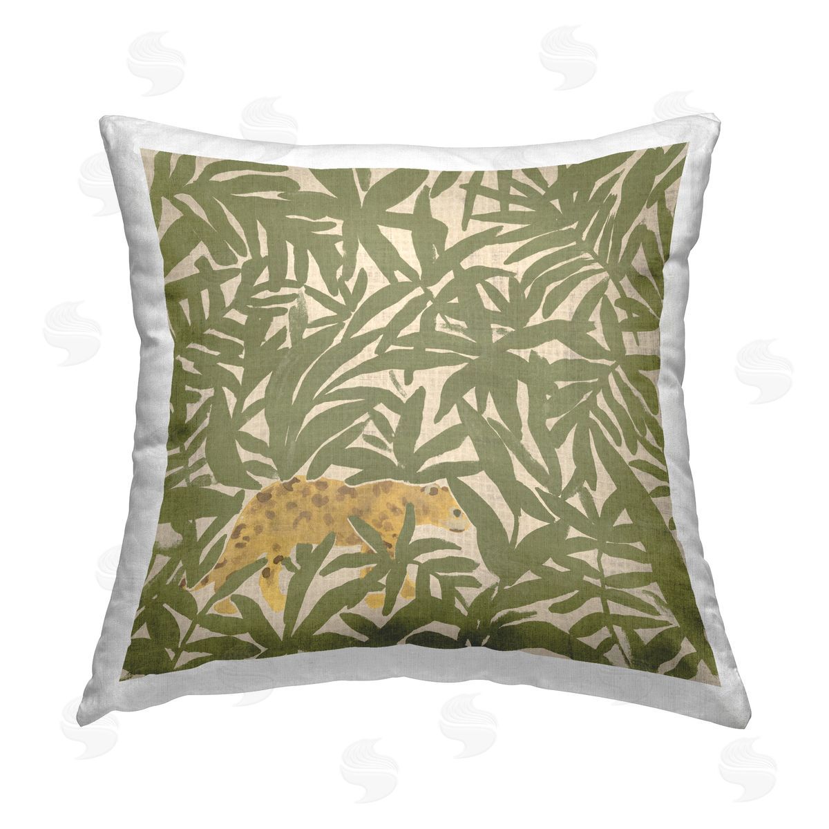 June Erica Vess Prowling Cheetah in Plants Printed Plush Polyester Throw Pillow