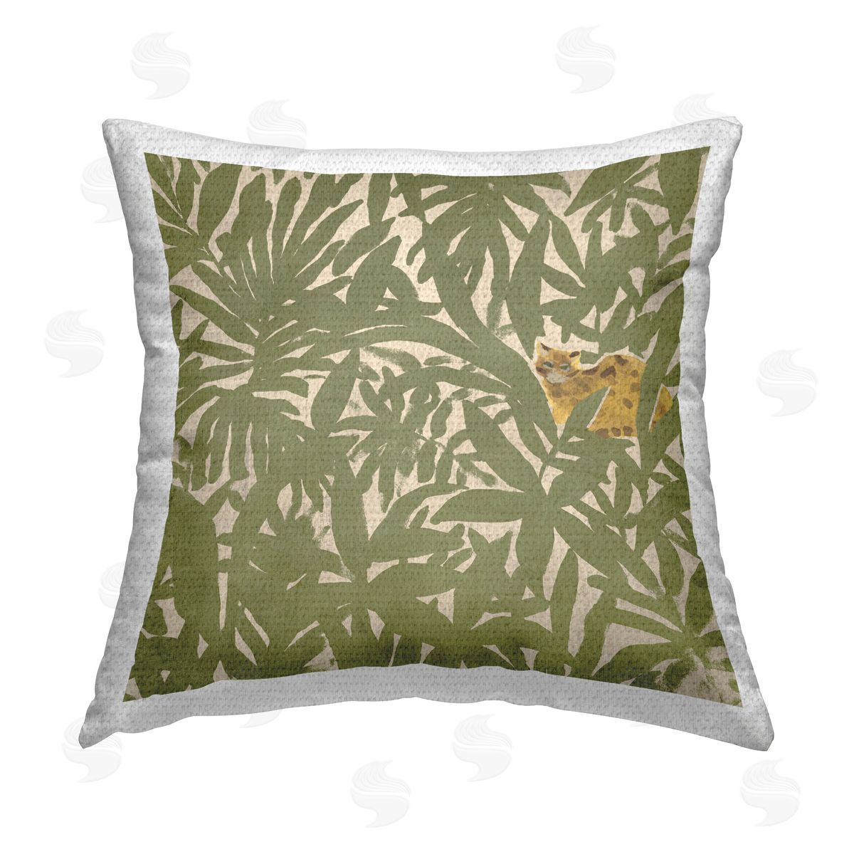 June Erica Vess Hiding Cheetah Palm Plants Outdoor Quick-Dry Polyester Printed Throw Pillow