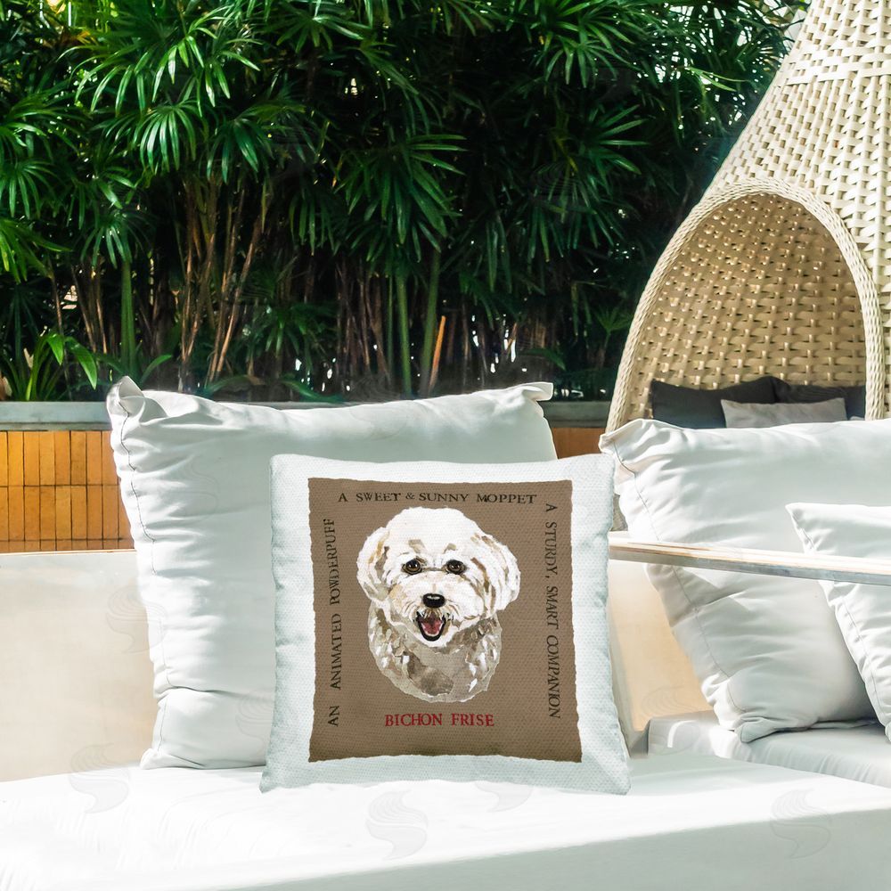 Nancy Overton Fun Bichon Frise Phrases Outdoor Quick-Dry Polyester Printed Throw Pillow in Back Yard