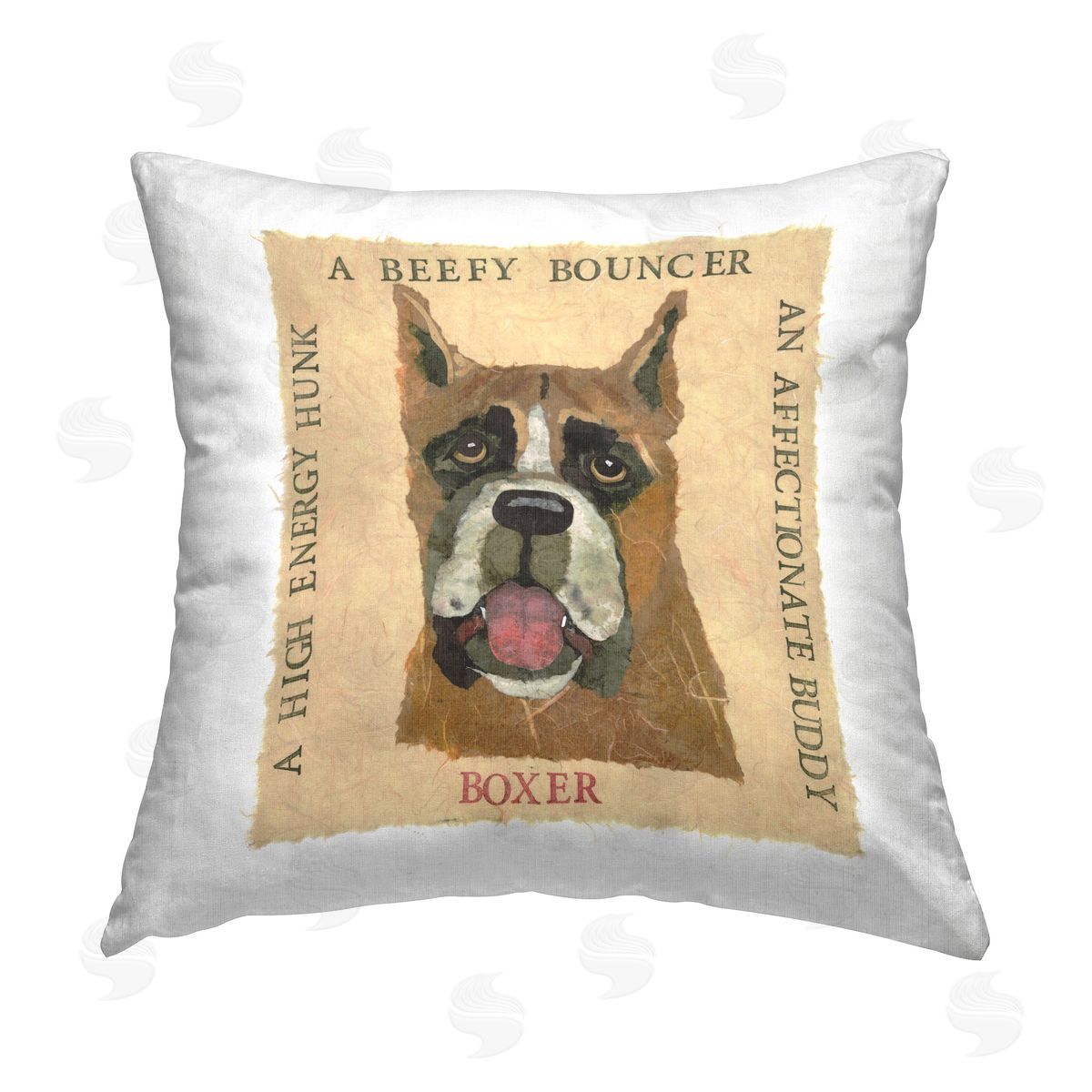 Nancy Overton Fun Boxer Pet Phrases Printed Plush Polyester Throw Pillow