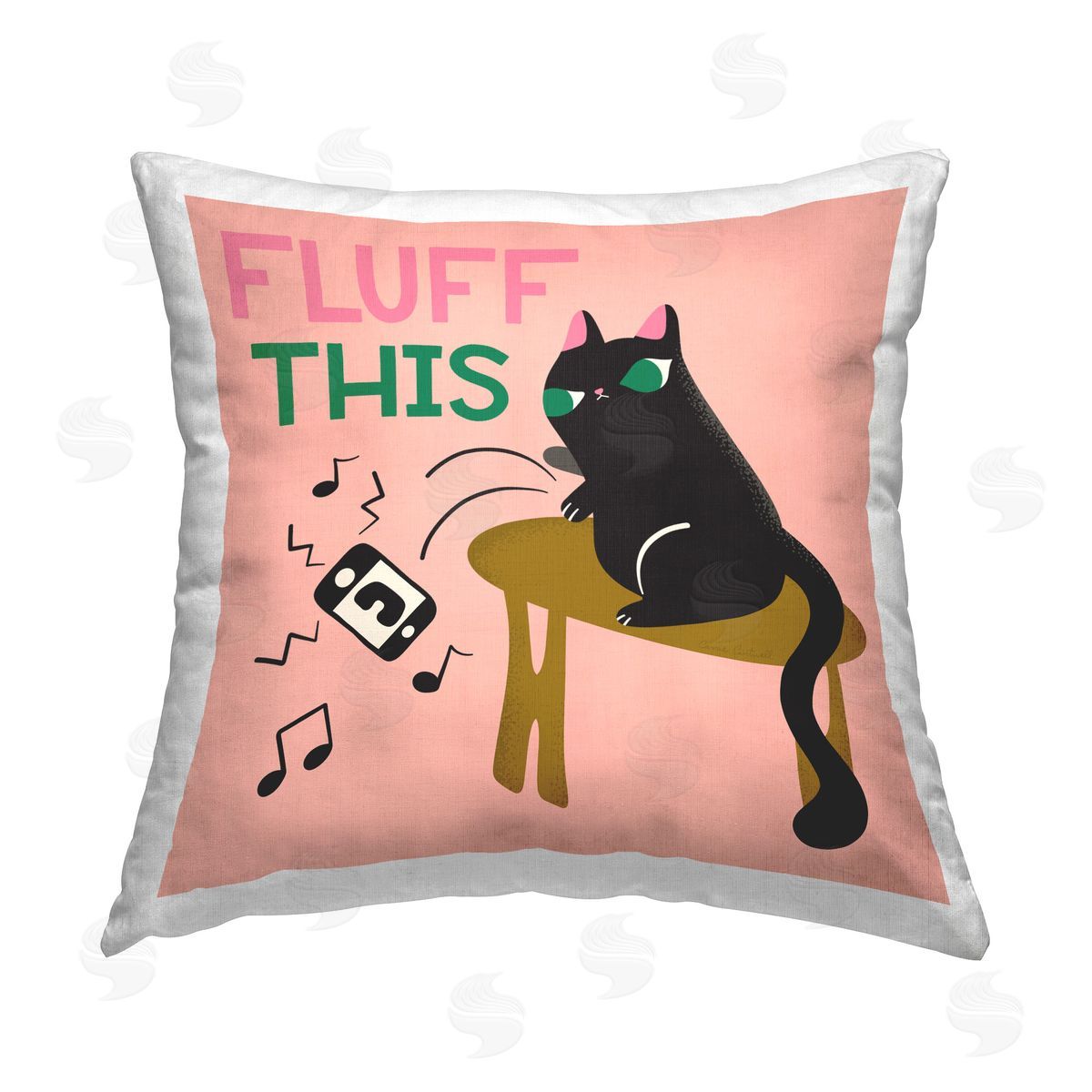 Carrie Cantwell Fluff This Angry Cat Printed Plush Polyester Throw Pillow