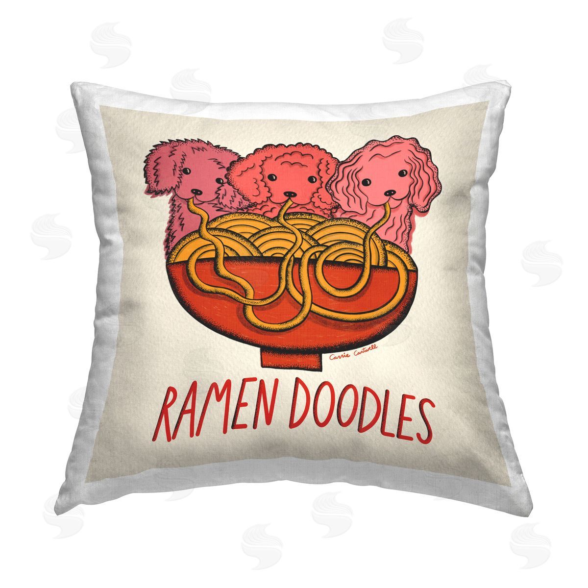 Carrie Cantwell Fun Ramen Dogs Printed Plush Polyester Throw Pillow