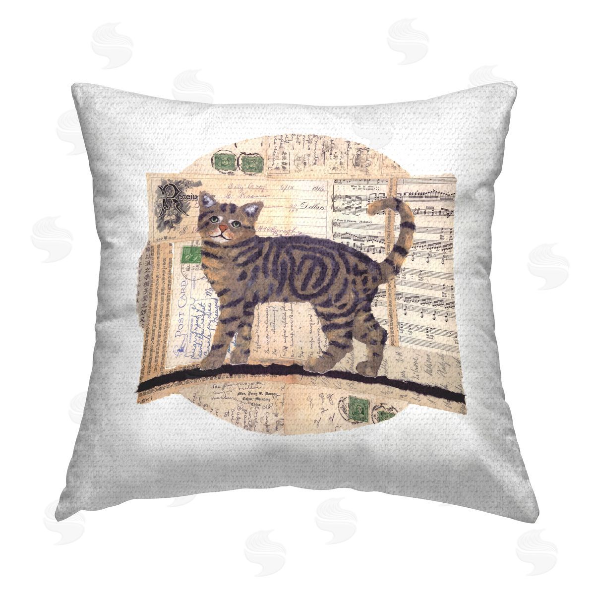 Nancy Overton Tabby Cat Collage Outdoor Quick-Dry Polyester Printed Throw Pillow
