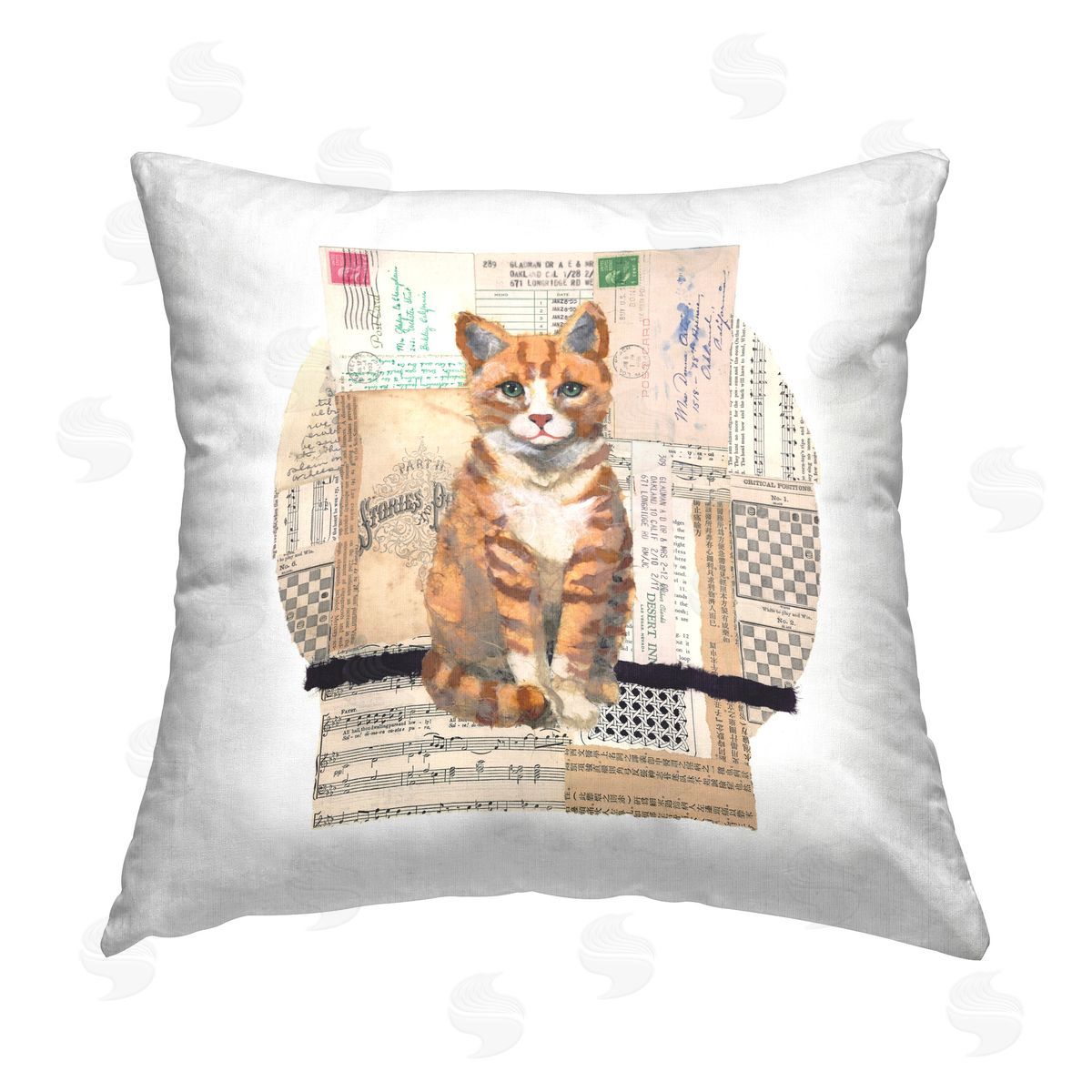 Nancy Overton Orange Cat Collage Printed Plush Polyester Throw Pillow