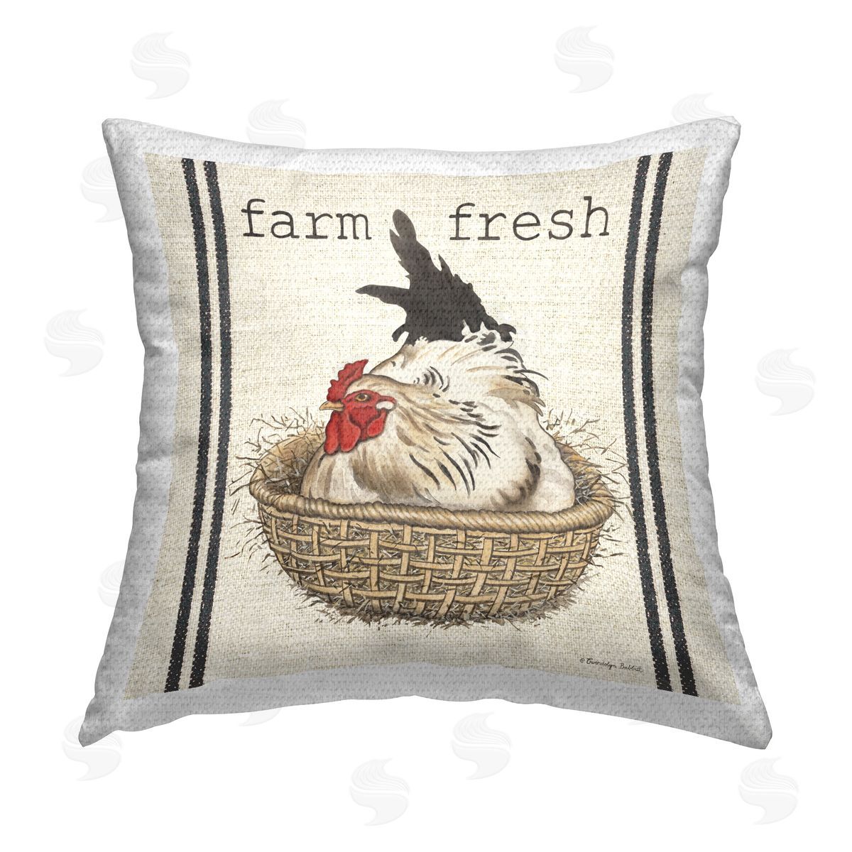 Gwendolyn Babbit Farm Fresh Chicken Eggs Outdoor Quick-Dry Polyester Printed Throw Pillow
