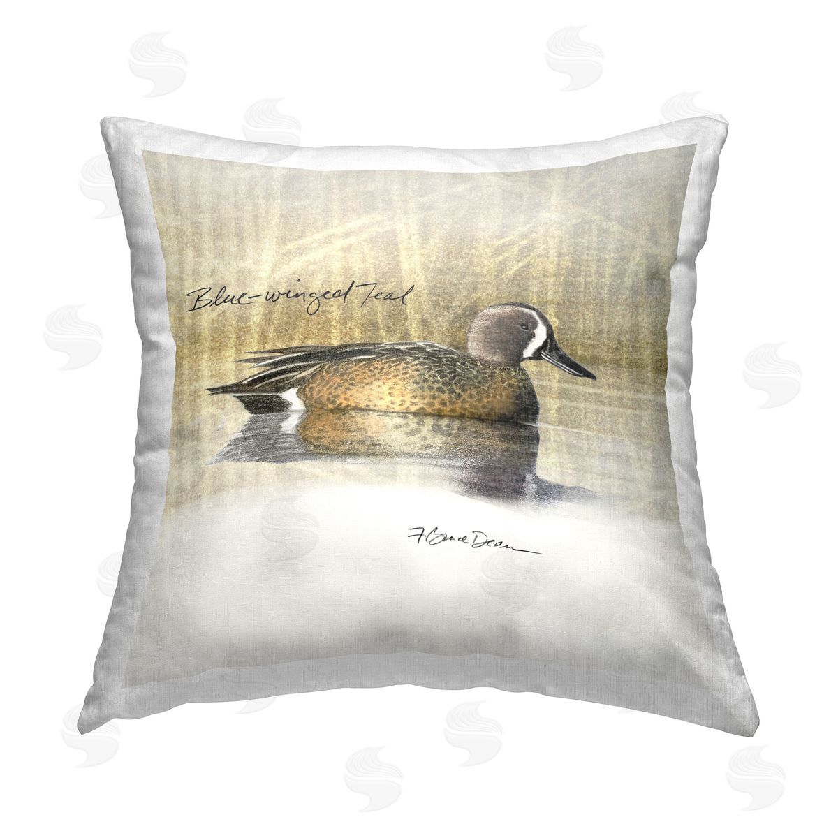 Jadei Graphics Blue Winged Teal Duck Printed Plush Polyester Throw Pillow