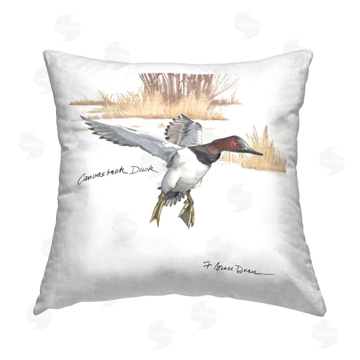 Jadei Graphics Canvasback Duck Flying Printed Plush Polyester Throw Pillow