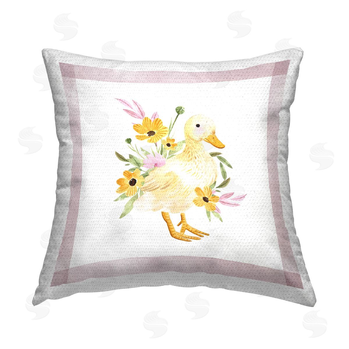 Enya Todd Duck & Yellow Daisies Outdoor Quick-Dry Polyester Printed Throw Pillow