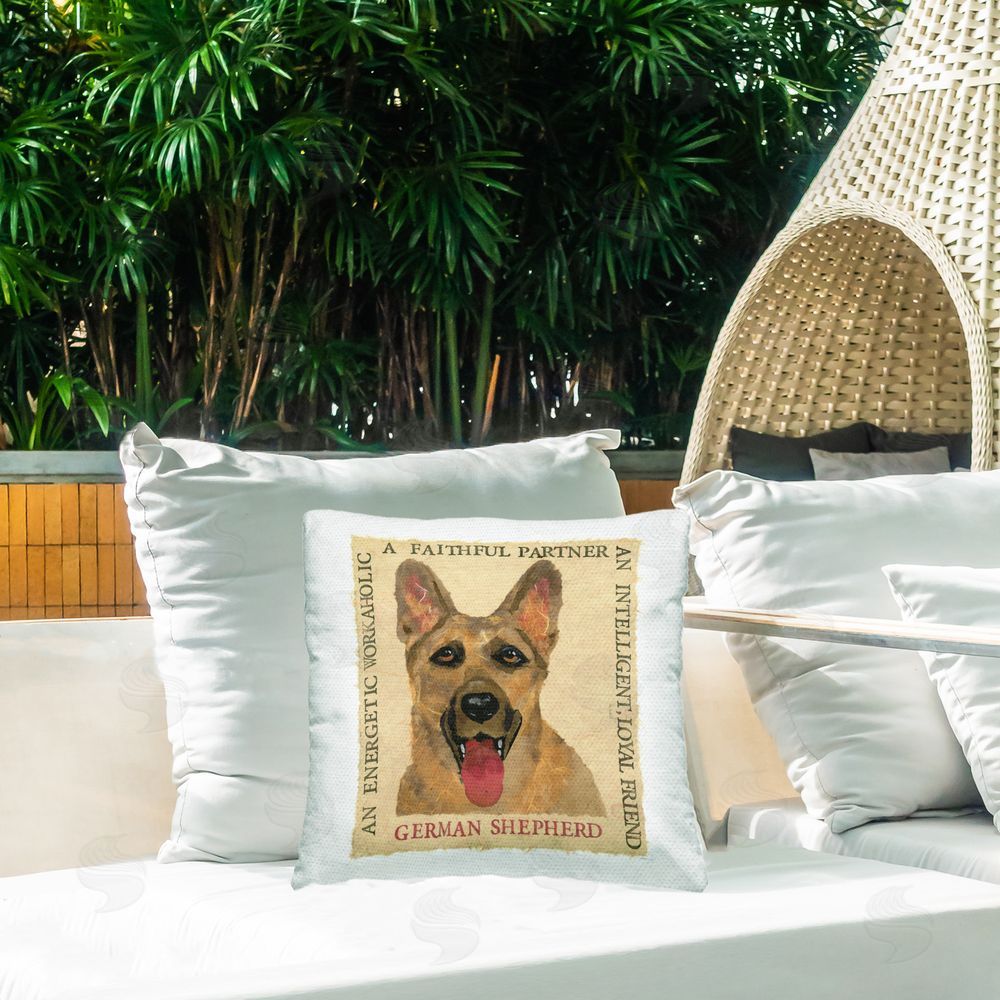 Nancy Overton Fun German Shepherd Phrases Outdoor Quick-Dry Polyester Printed Throw Pillow in Back Yard