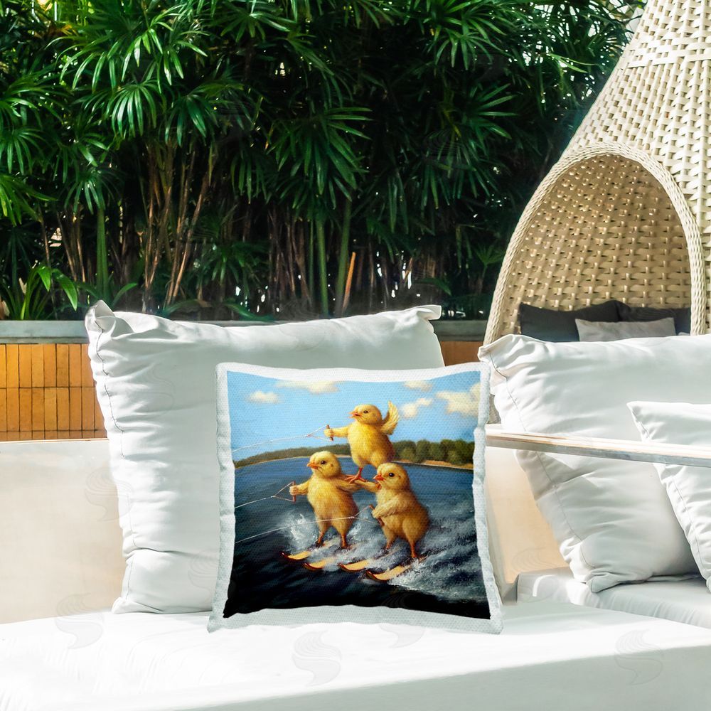 Lucia Heffernan Water Skiing Chicks Outdoor Quick-Dry Polyester Printed Throw Pillow in Back Yard