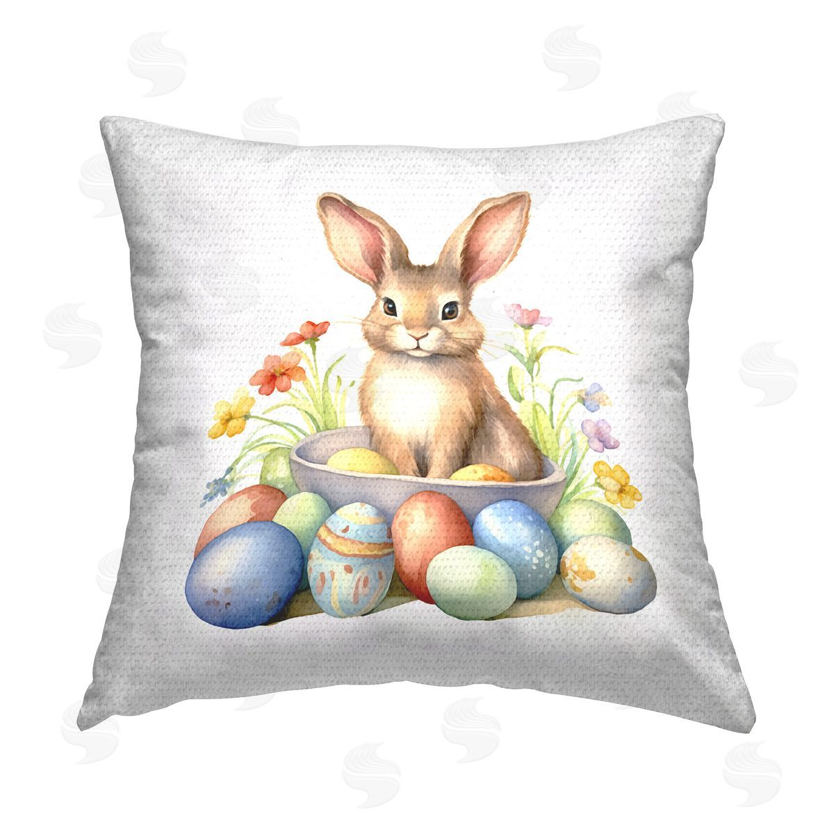 Andrea Haase Easter Bunny & Eggs Outdoor Quick-Dry Polyester Printed Throw Pillow