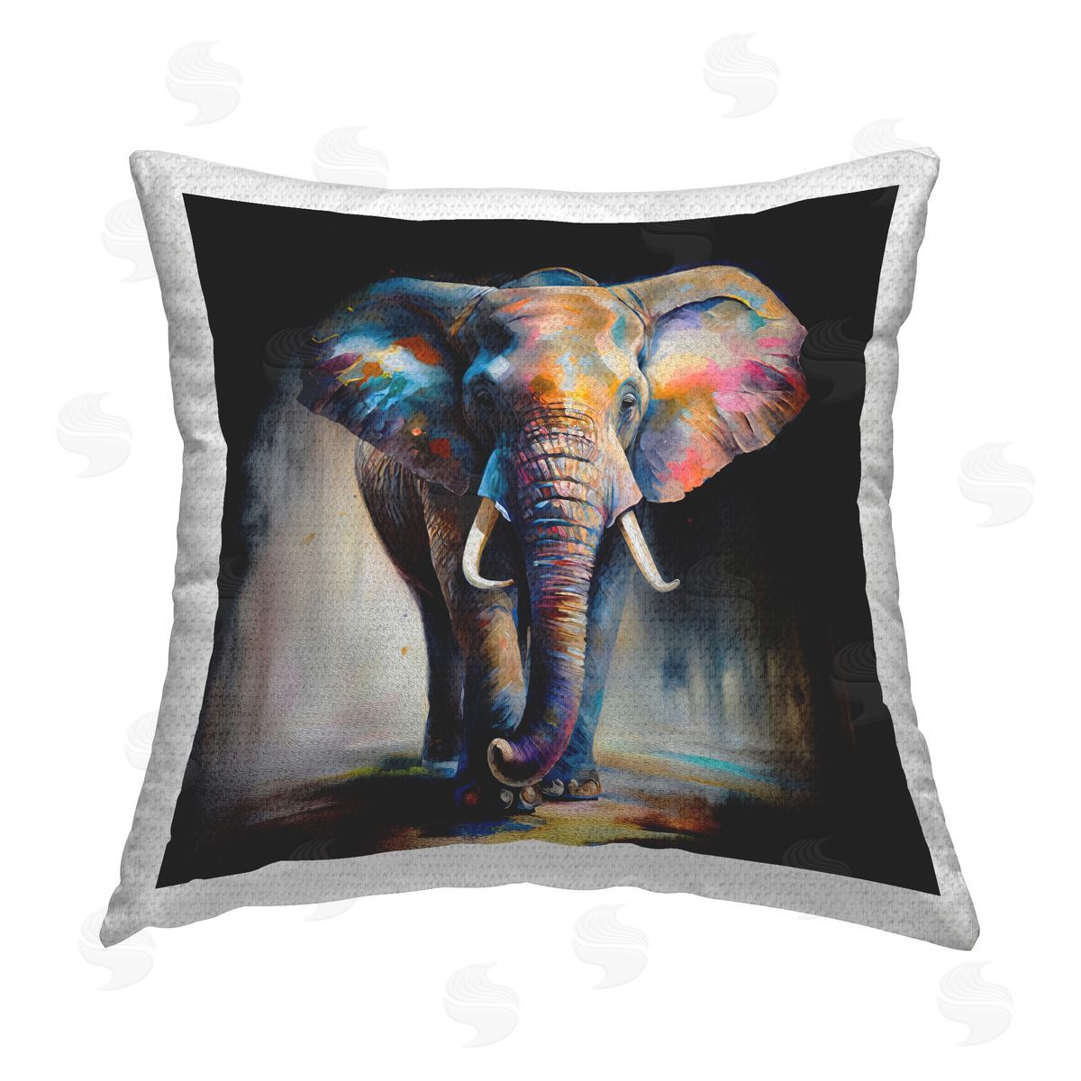 Incado Stepping Elephant in Shadow Outdoor Quick-Dry Polyester Printed Throw Pillow