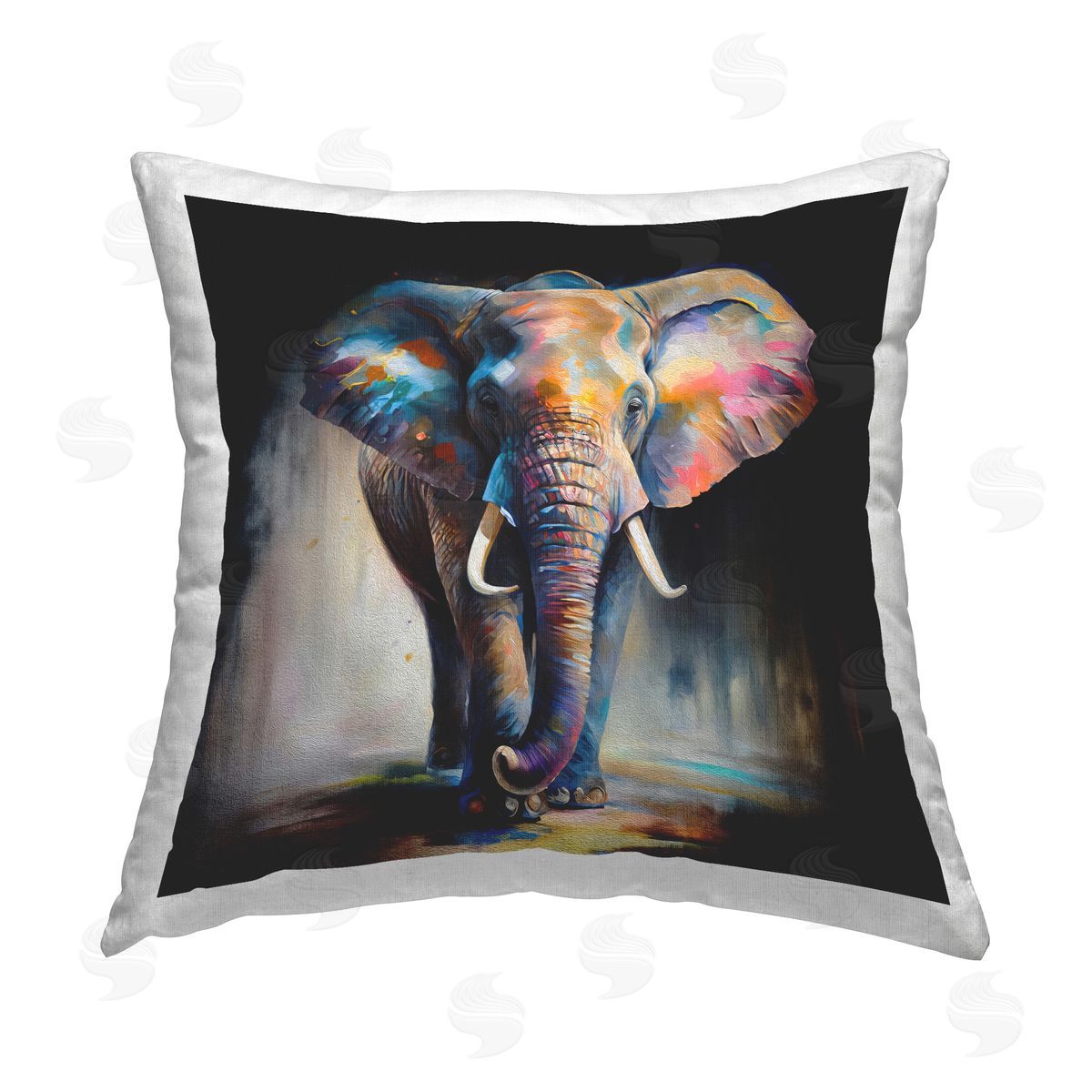Incado Stepping Elephant in Shadow Printed Plush Polyester Throw Pillow