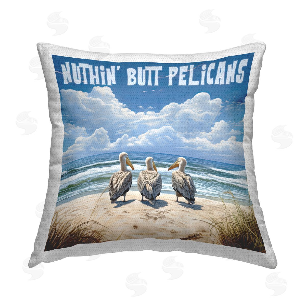 Jim Baldwin Nuthin' Butt Pelicans Outdoor Quick-Dry Polyester Printed Throw Pillow