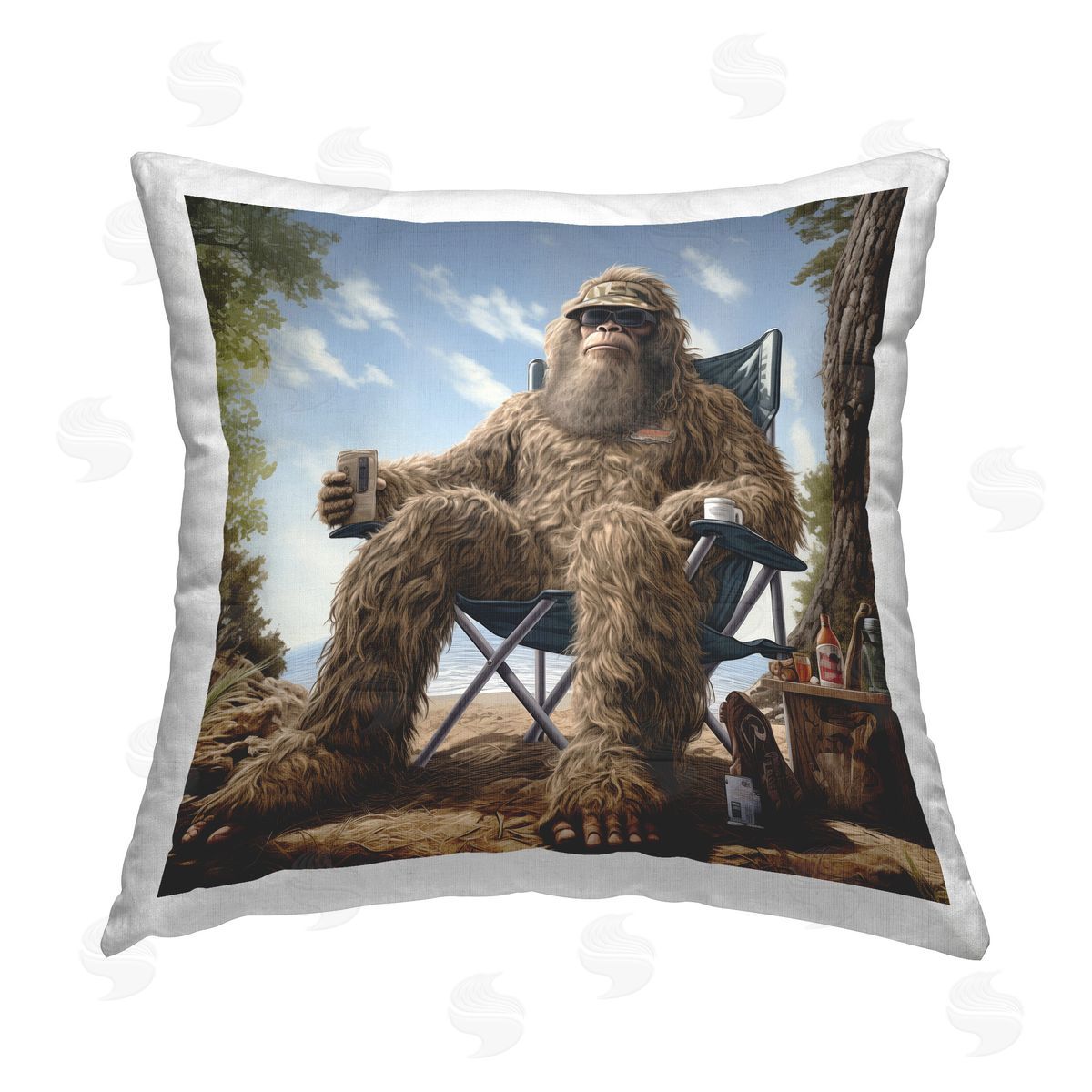 Jim Baldwin Mythical Monster on Beach Printed Plush Polyester Throw Pillow