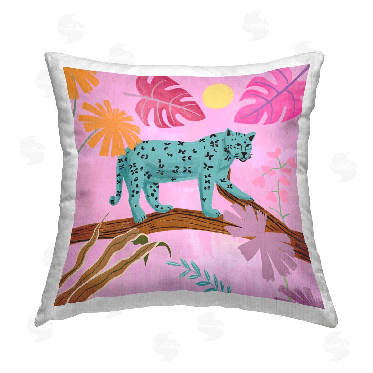 Juliet Rose Philips Patterned Leopard on Branch Printed Plush Polyester Throw Pillow