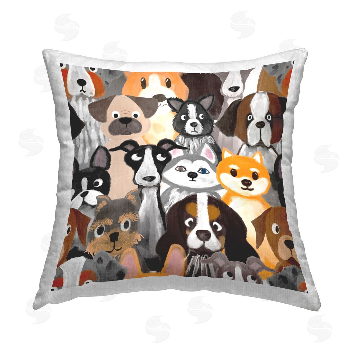 Madelen Klingeroth Fun Various Dogs Printed Plush Polyester Throw Pillow
