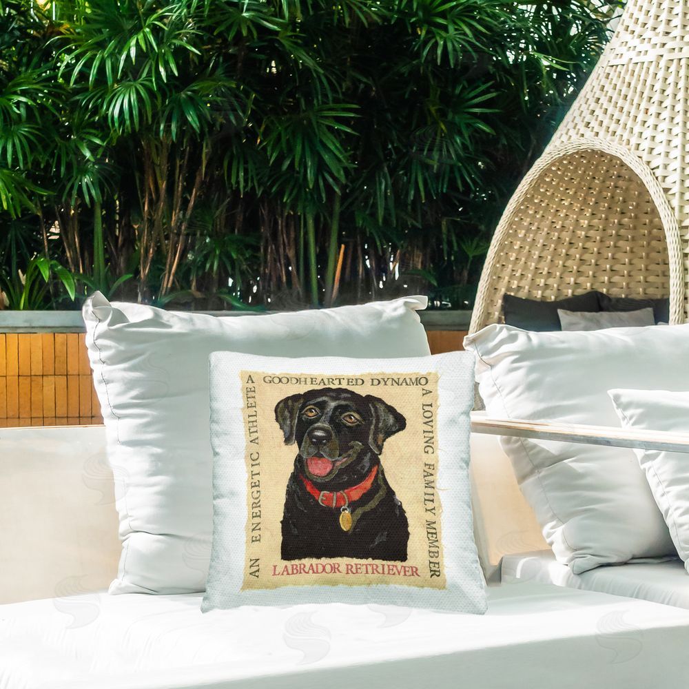 Nancy Overton Fun Black Labrador Phrases Outdoor Quick-Dry Polyester Printed Throw Pillow in Back Yard