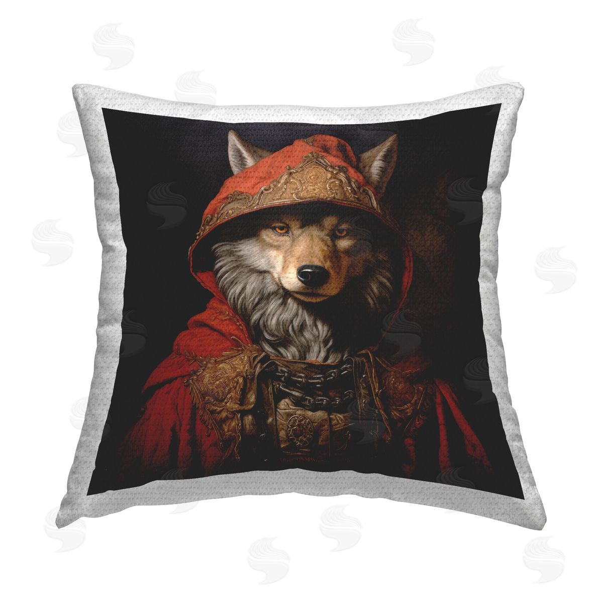Lazar Studio Wolf with Red Cloak Outdoor Quick-Dry Polyester Printed Throw Pillow