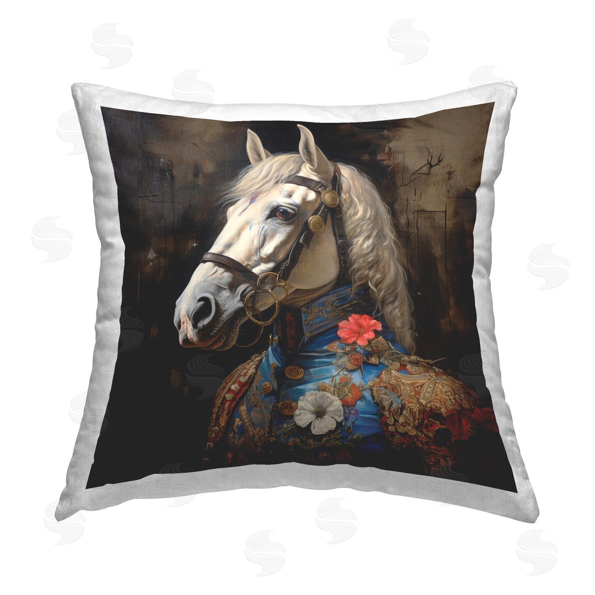 Lazar Studio Horse with Regal Clothing Printed Plush Polyester Throw Pillow