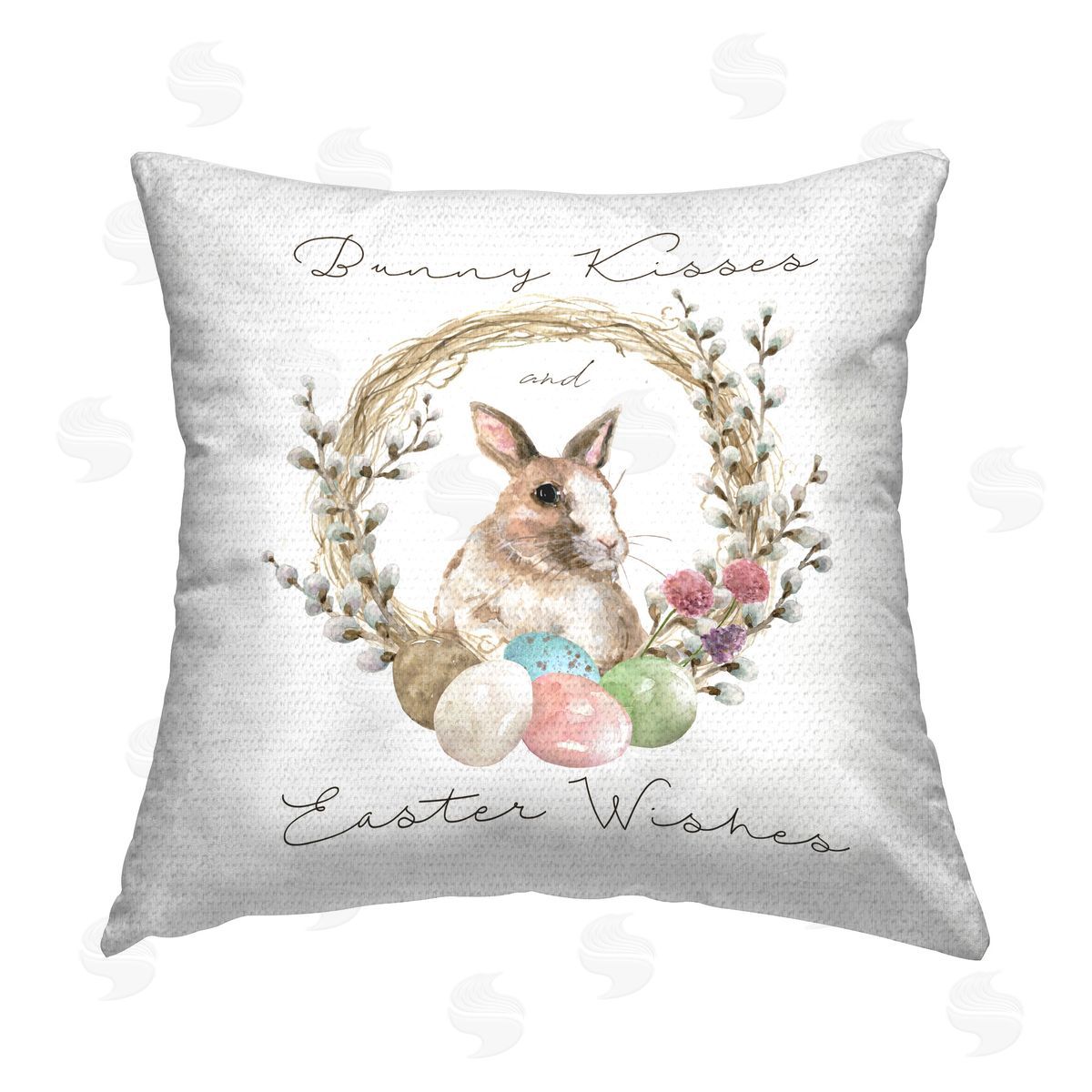 Carol Robinson Bunny Kisses Easter Wishes Outdoor Quick-Dry Polyester Printed Throw Pillow