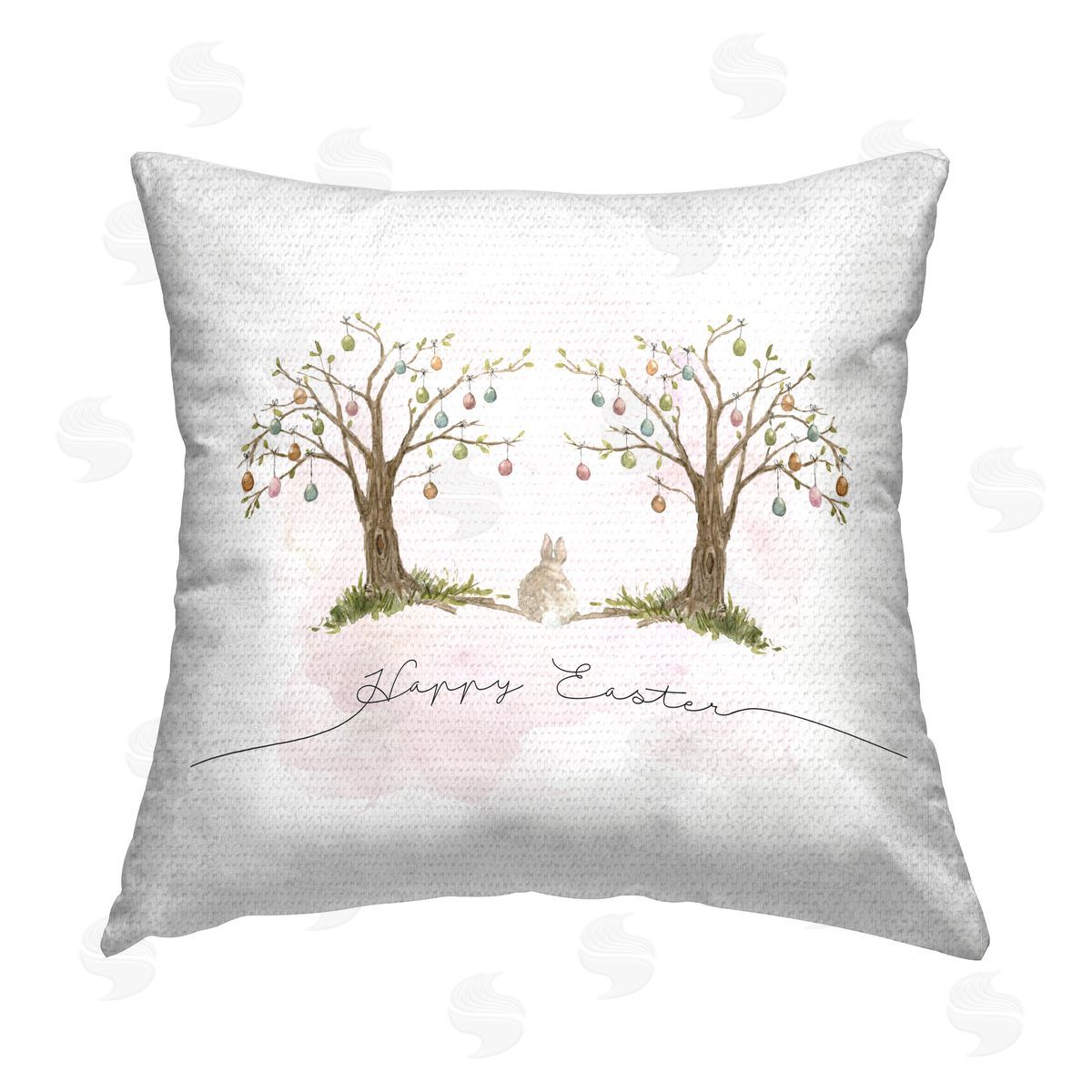 Carol Robinson Easter Egg Trees Outdoor Quick-Dry Polyester Printed Throw Pillow