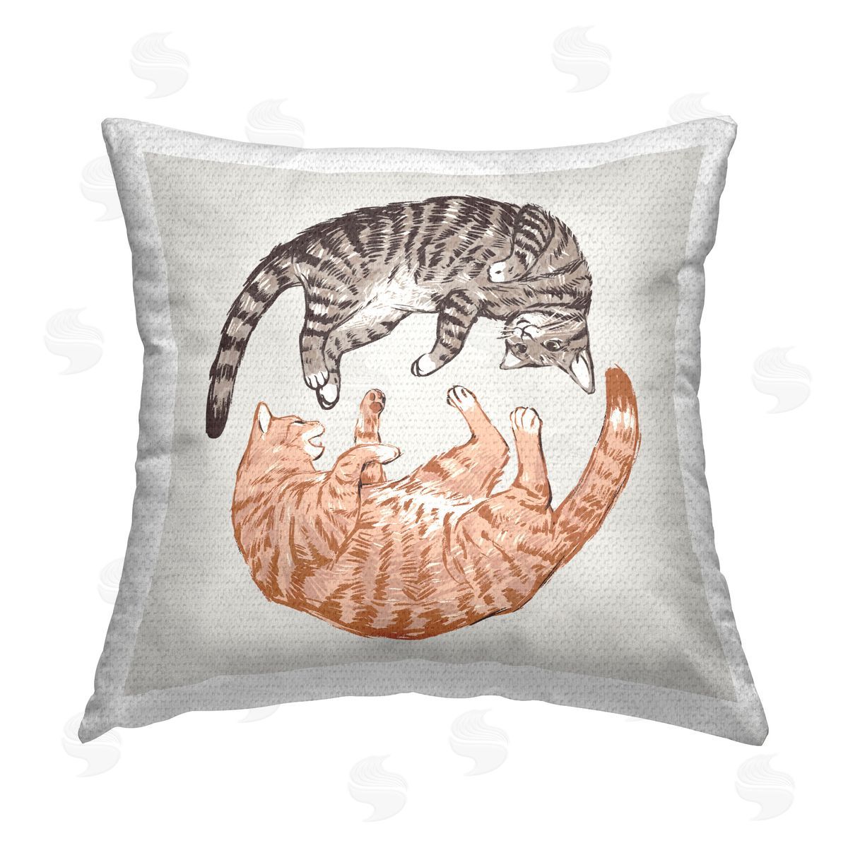Ziwei Li Tabby Cats Duo Outdoor Quick-Dry Polyester Printed Throw Pillow
