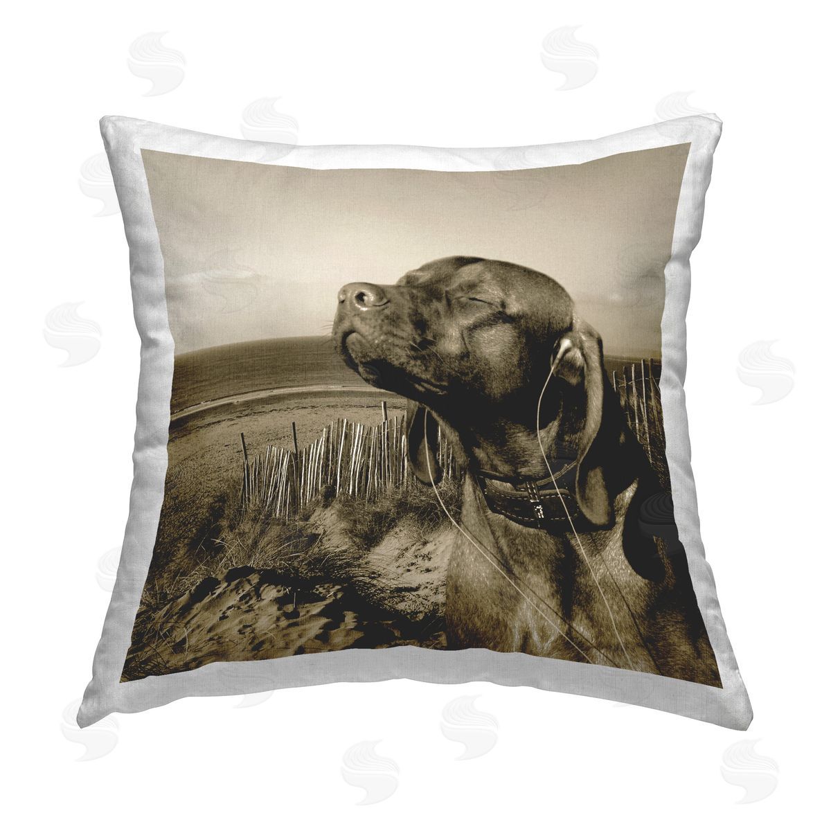 Noah Bay Relaxed Dog with Music Printed Plush Polyester Throw Pillow