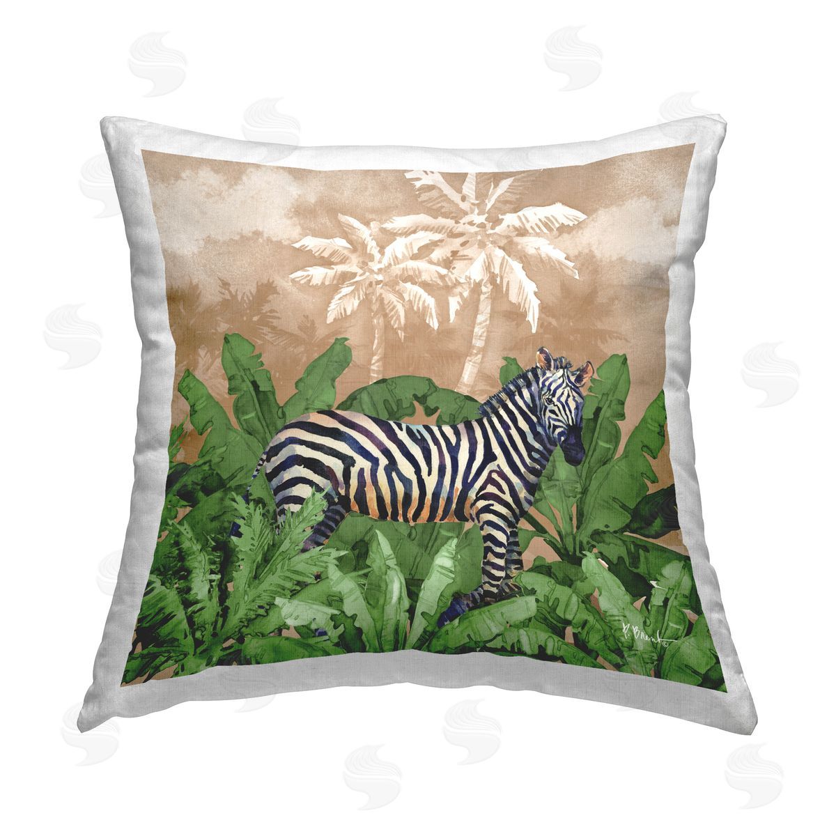 Paul Brent Jungle Life Zebra Printed Plush Polyester Throw Pillow