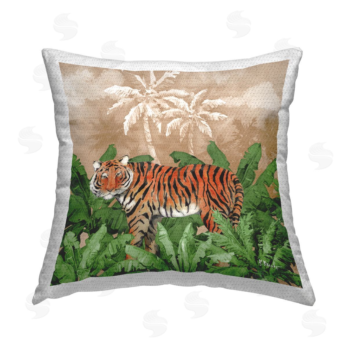 Paul Brent Jungle Life Tiger Outdoor Quick-Dry Polyester Printed Throw Pillow