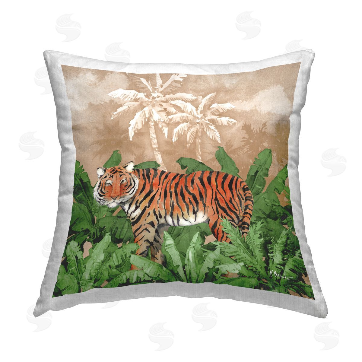 Paul Brent Jungle Life Tiger Printed Plush Polyester Throw Pillow